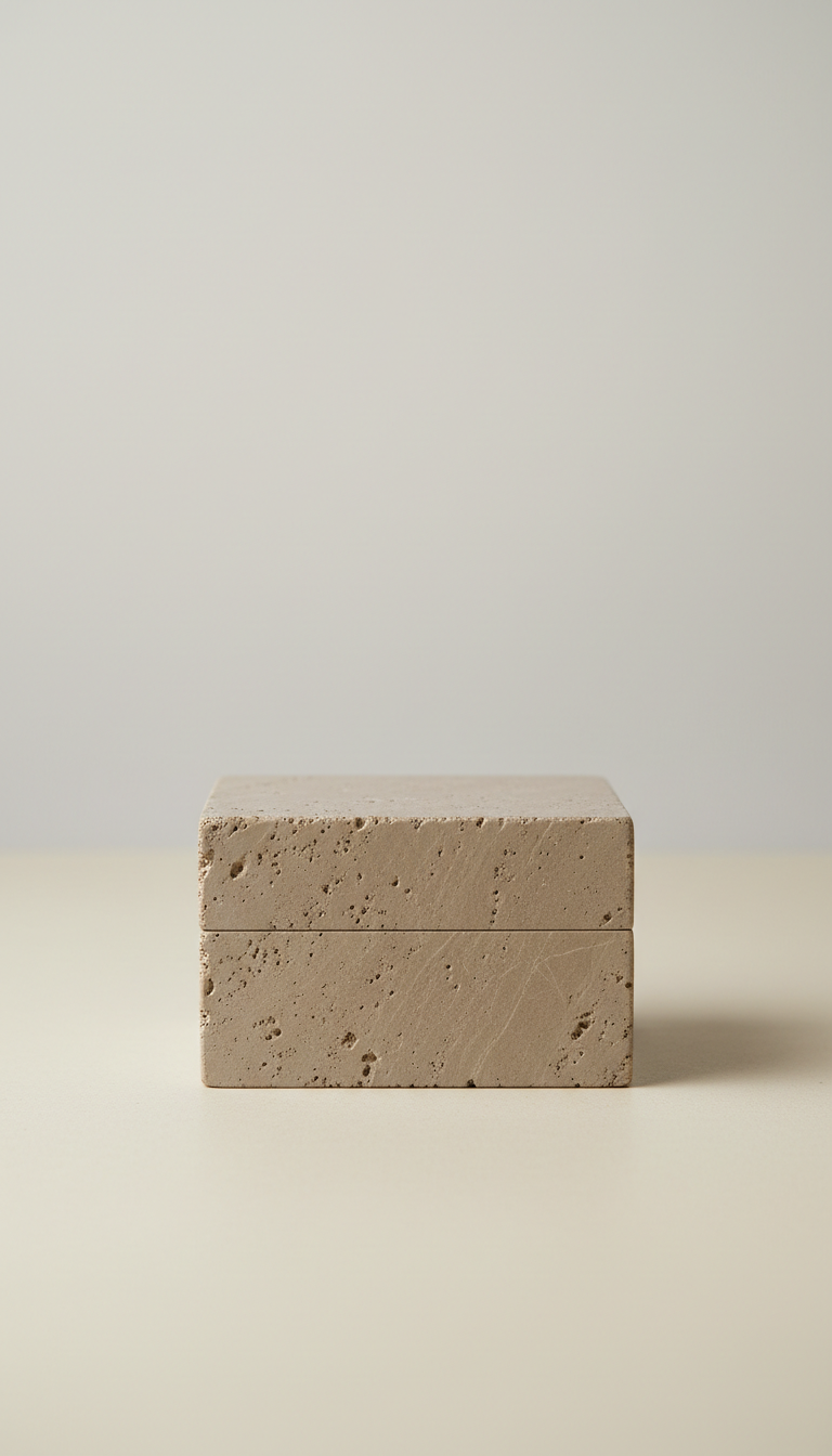 Minimalist Stone Taupe Jewelry Box