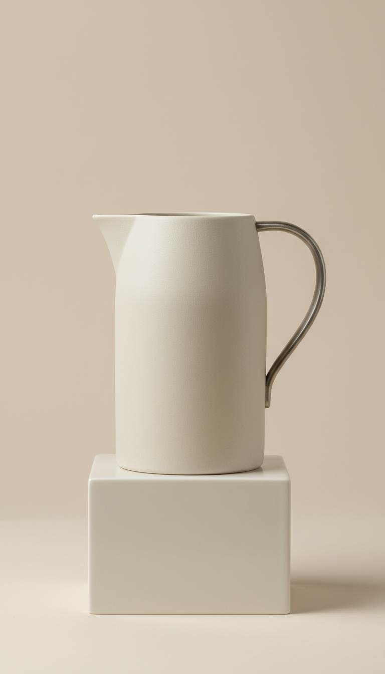 Porcelain Carafe with Brushed Metal Handle