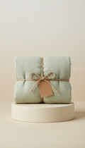 Organic Cotton Linen Throw in Pale Sage