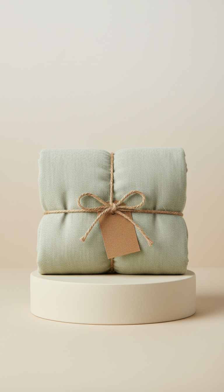 Organic Cotton Linen Throw in Pale Sage